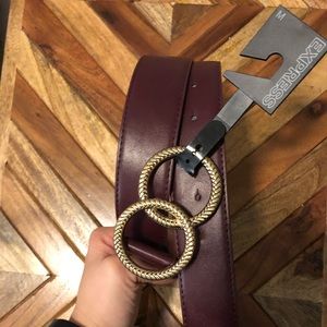Express Women’s Leather Burgundy O-Ring belt